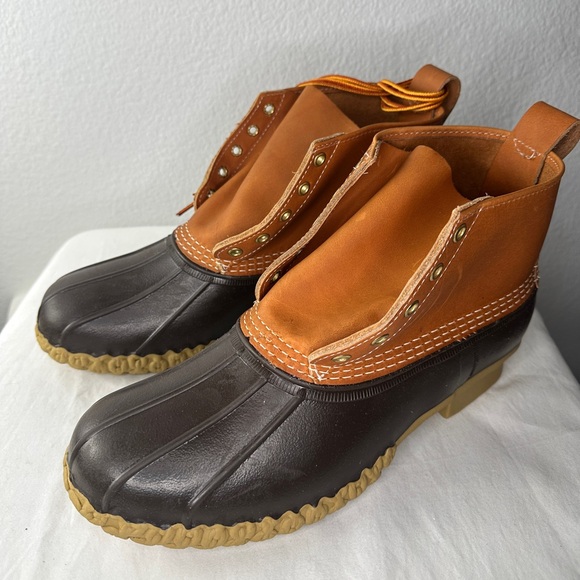 LL Bean Duck Boots 6” Brown and Tan Men’s 10.5 D New with flaw - Picture 3 of 9